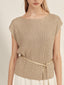 Gold-Dusted Short-Sleeve Knit Top