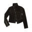 French-Inspired Vintage Flocked Twill Cropped Biker Jacket