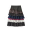 Curved Colorblock Polka Dot Pleated Midi Cake Skirt