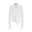 French-Inspired Satin V-Neck Twist Knot Blouse