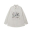 Rebellious Puppy Hand-Drawn Graphic Lace Patchwork Long Sleeve Shirt