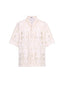 Cuban Collar Cutout Embroidered Shirt