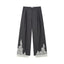 Draped Wool Trousers with Lace Patchwork