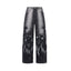 Heavyweight Washed Straight-Leg Jeans with Floral Appliqué