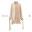 Mulberry Silk Semi-Sheer Tie-Neck Blouse