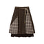 Vintage Plaid Lace Patchwork Layered Midi Skirt