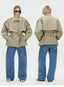 Cropped Trench Jacket with Curved Shoulders and Tie Detail