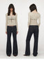 Velvet Tie U-Neck Half-Placket Fitted Knit Top