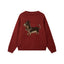 Punk Dog Faux Mink Jacquard Retro Color-Block Soft Knit Sweater
