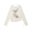 Orchid Print One-Shoulder Tie-Up Long Sleeve T-Shirt