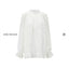 Ramie Bubble Sleeve Blouse with Woven Trim