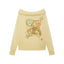 Graffiti Beaded Off-Shoulder Pullover Sweater