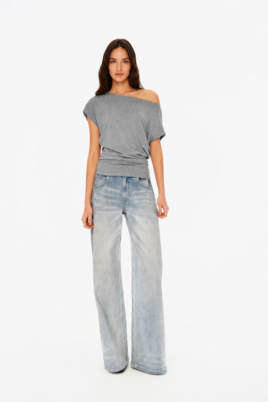 Classic Loose-Fit Asymmetric Shoulder Tee in Four Colors