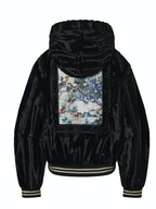TENXTEN Embroidered Faux Fur Acetate Hoodie