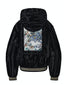 TENXTEN Embroidered Faux Fur Acetate Hoodie