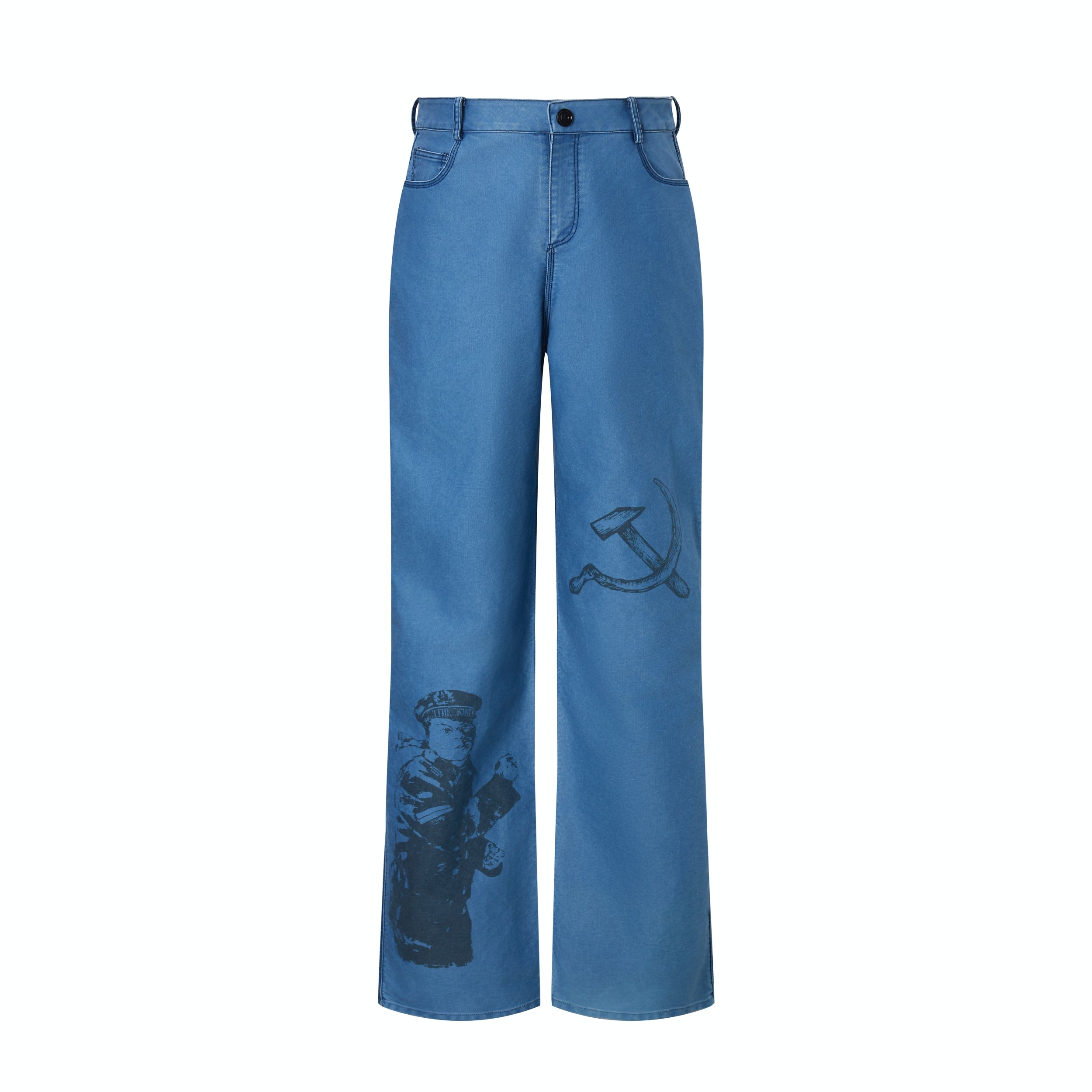 TENXTEN Hand-Stitched Distressed Moleskin Straight-Leg Pants Main image