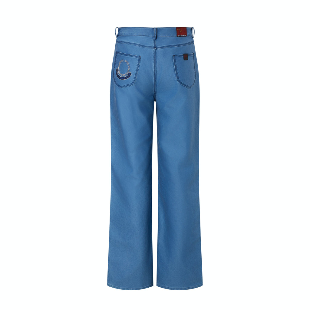 TENXTEN Hand-Stitched Distressed Moleskin Straight-Leg Pants