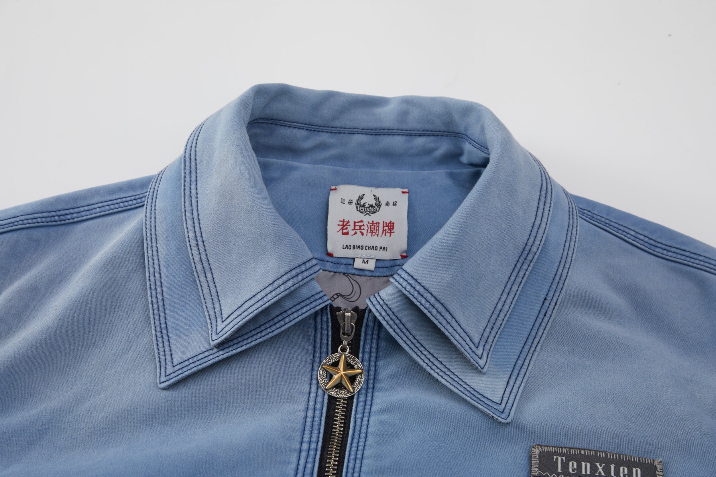 TENXTEN Handcrafted Double-Collar Distressed Moleskin Jacket