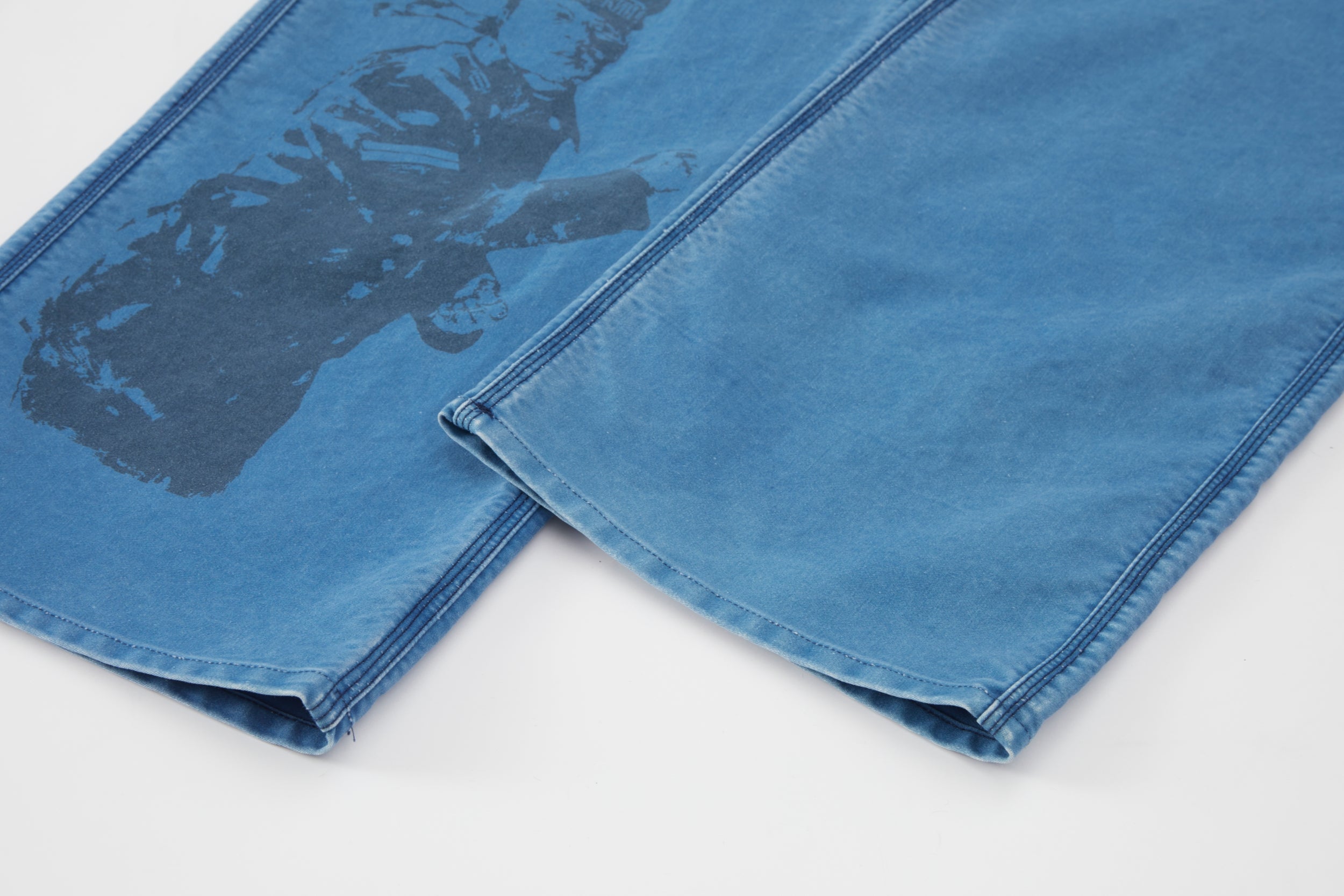 TENXTEN Hand-Stitched Distressed Moleskin Straight-Leg Pants
