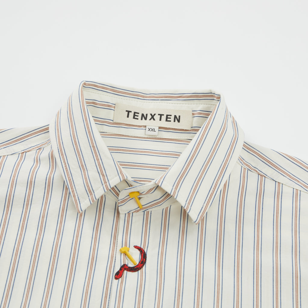 TENXTEN Italian Stripe USSR Emblem Graphic Shirt