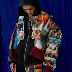 TENXTEN 650g Heavyweight Irregular Print Applique Sweatshirt
