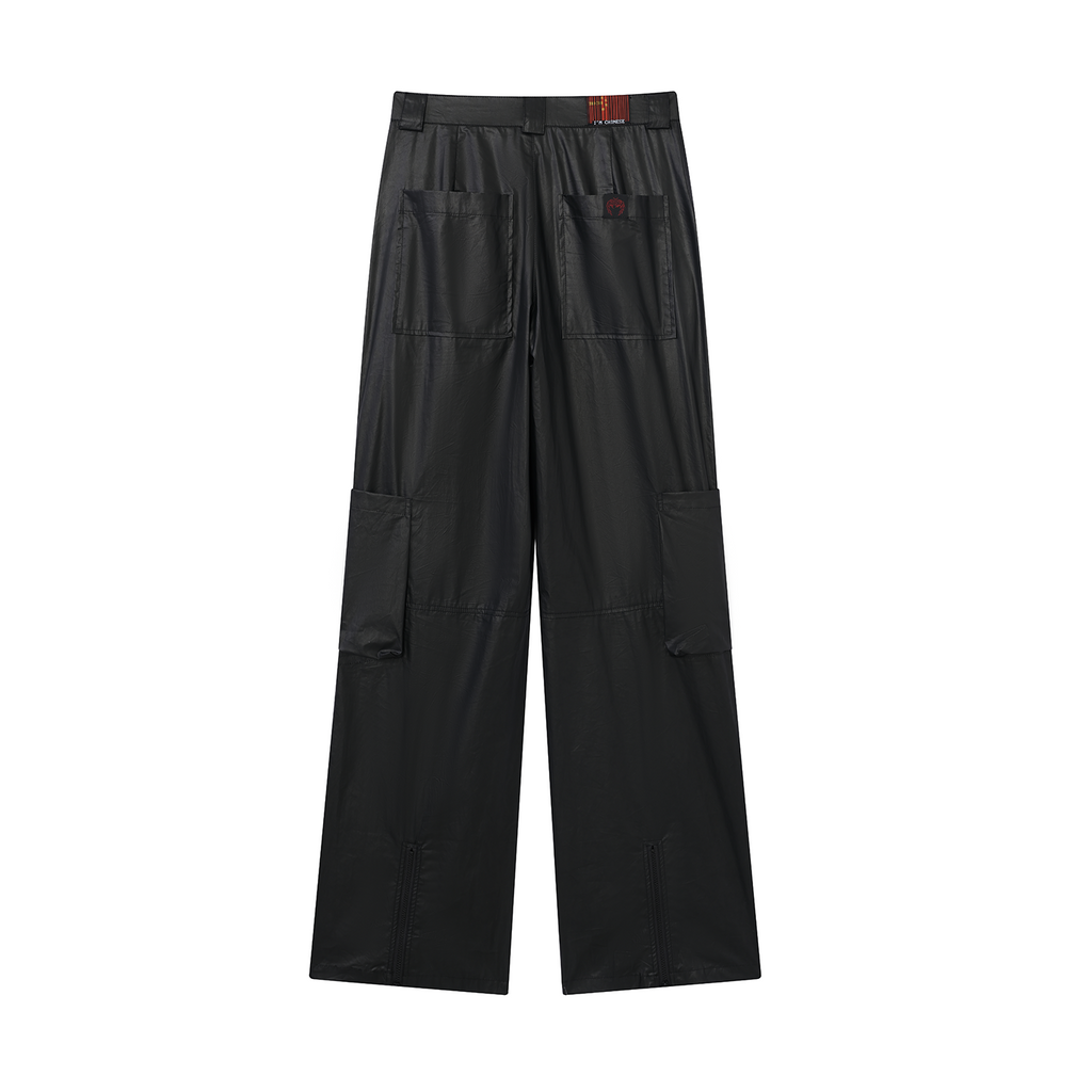 TENXTEN Dark Military Style Washed Multi-Pocket Flared Pants