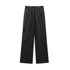TENXTEN Dark Military Style Washed Multi-Pocket Flared Pants