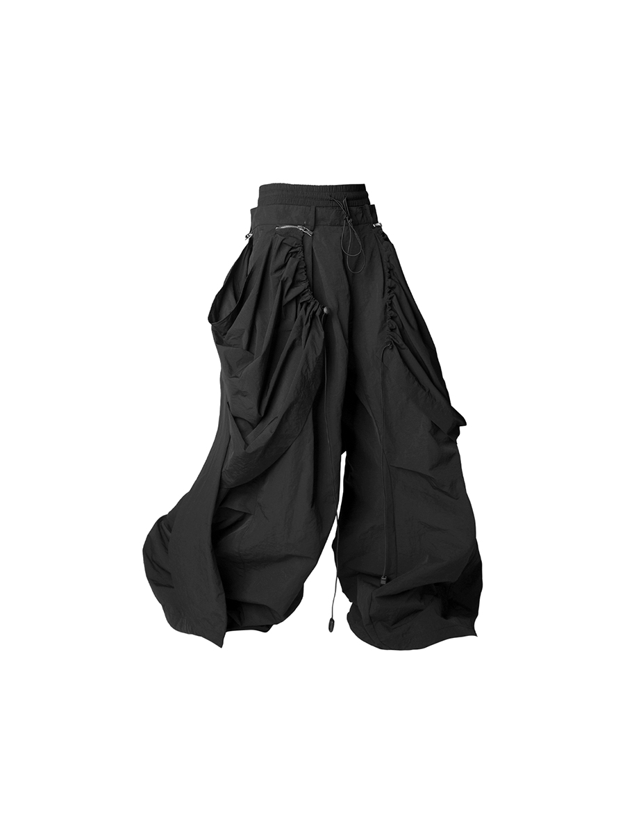 RELABEL Spatial Relations (Chongluan) Double-waistband Nylon Detachable Back Panel Loose Curved-leg Silhouette Casual Trousers Secondary image