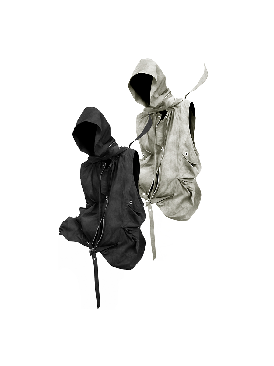 RELABEL (Illusion) Waterdrop-Print Wide-Leg Trousers with Detachable, Modular Vest for Multiple Styling Options