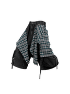 RELABEL (Bamboo-patterned pleated shorts) Detachable fly, water-repellent, multi-pocket, machine-washable, ruffled denim cropped shorts