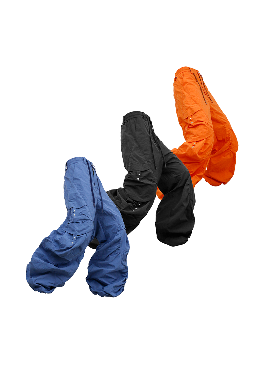 RELABEL (Lian Dai) Skin-friendly, Water-repellent, 3D Large Waterdrop-Patterned, Multi-Pocket, Pleated, Multi-Style Nylon Casual Trousers Main image