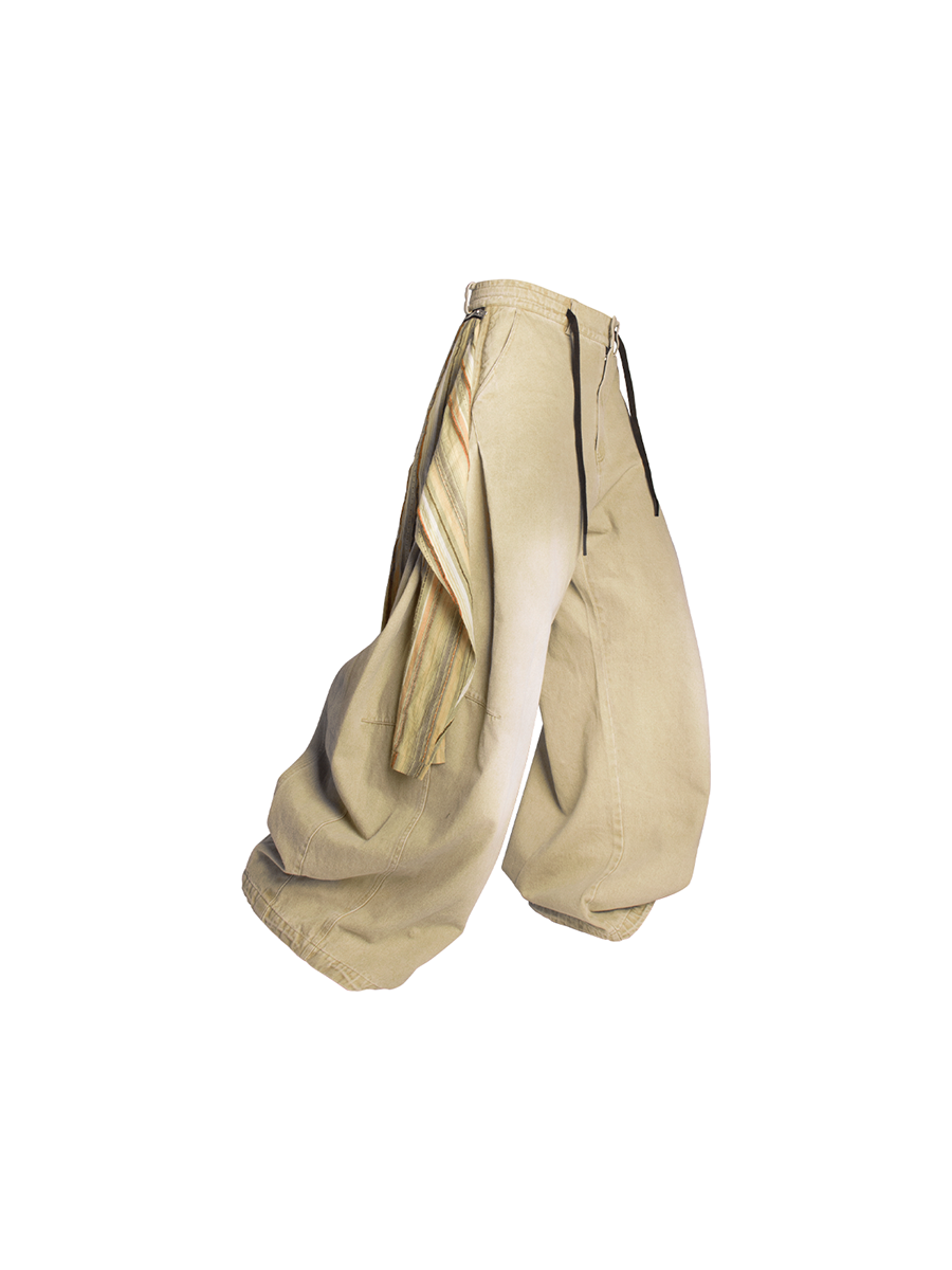 RELABEL Spatial Relations (R) Multi-coloured Striped Detachable Back Panel Oversized Washed and Distressed Jeans