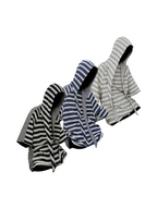 RELABEL (Dream Cut) Wool-Lysol Detachable Hooded Patchwork Striped Short-Sleeved T-shirt