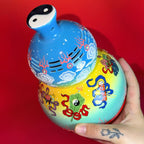Eternal Cycle Jingdezhen Taoist Ceramic Hollowed An-Ba-Xian (Dark Eight Immortals) Gourd Incense Burner