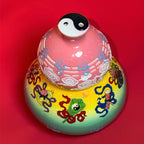 Eternal Cycle Jingdezhen Taoist Ceramic Hollowed An-Ba-Xian (Dark Eight Immortals) Gourd Incense Burner