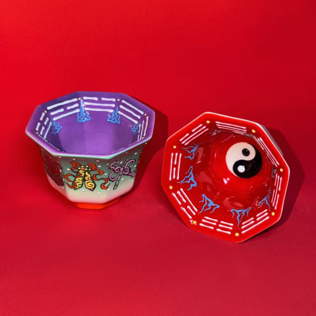 Eternal Cycle Jingdezhen Taoist Ceramic An-Ba-Xian (Dark Eight Immortals) Master Tea Cup