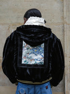 TENXTEN Embroidered Faux Fur Acetate Hoodie