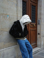 TENXTEN Embroidered Faux Fur Acetate Hoodie