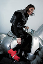 Black Cargo Faux-Leather Vest