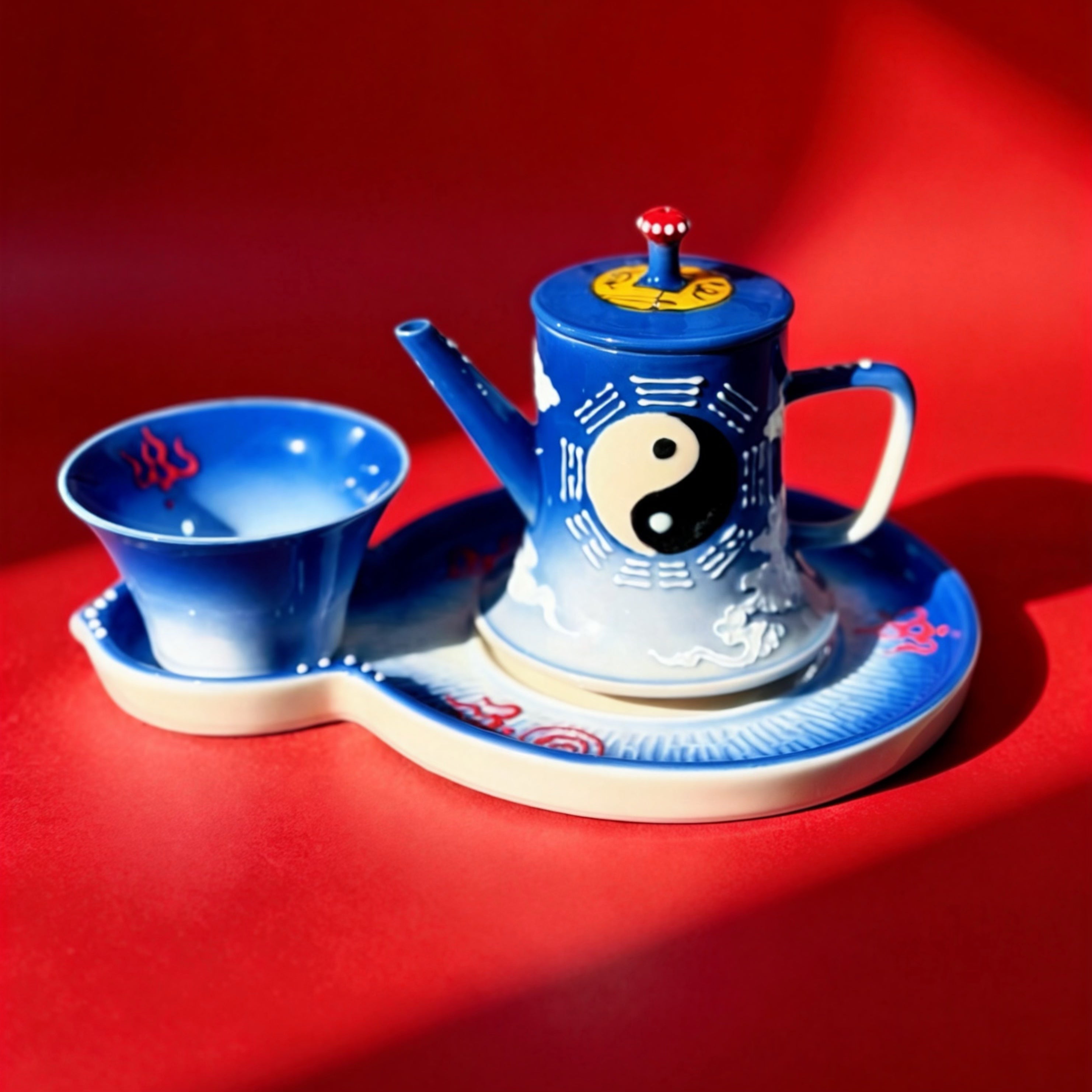 Eternal Cycle Jingdezhen Taoist Cultural Porcelain Tea Pot & Tea Set