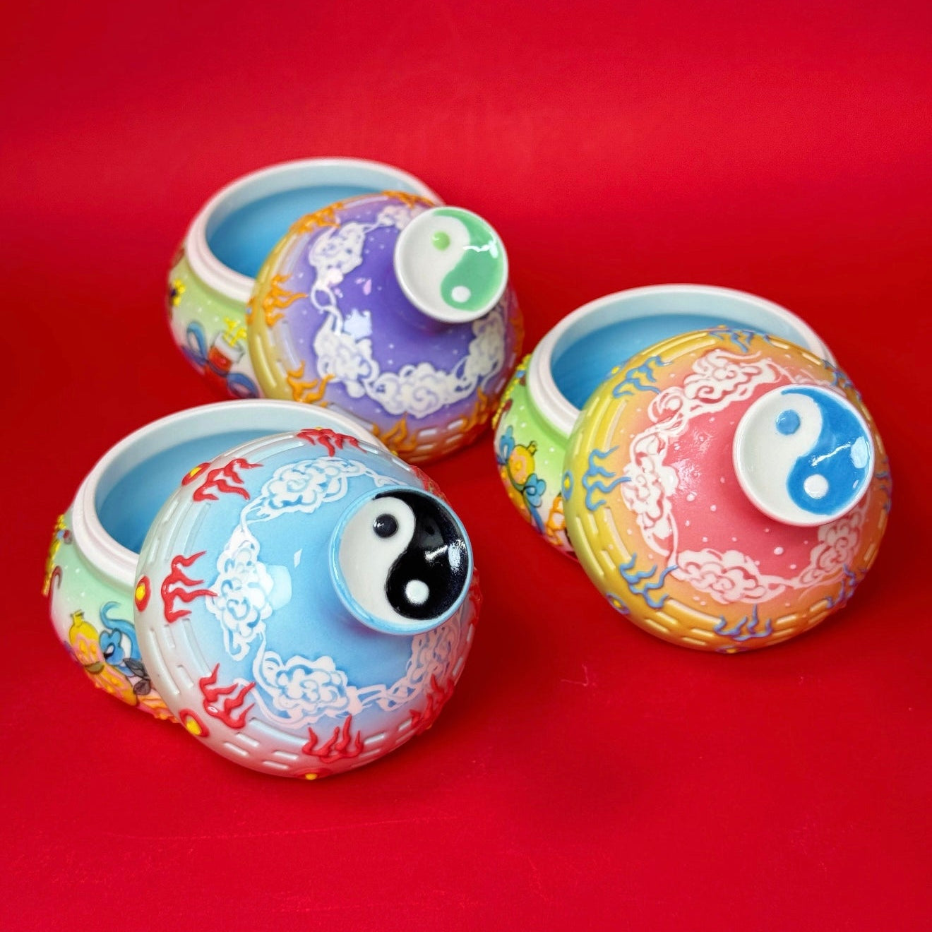 Eternal Cycle Jingdezhen Taoist Ceramic An-Ba-Xian Bagua Incense Burner