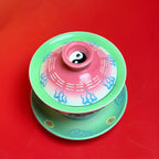 Eternal Cycle Jingdezhen Handmade Taoist Ceramic An-Ba-Xian (Dark Eight Immortals) Covered Bowl Tea Set