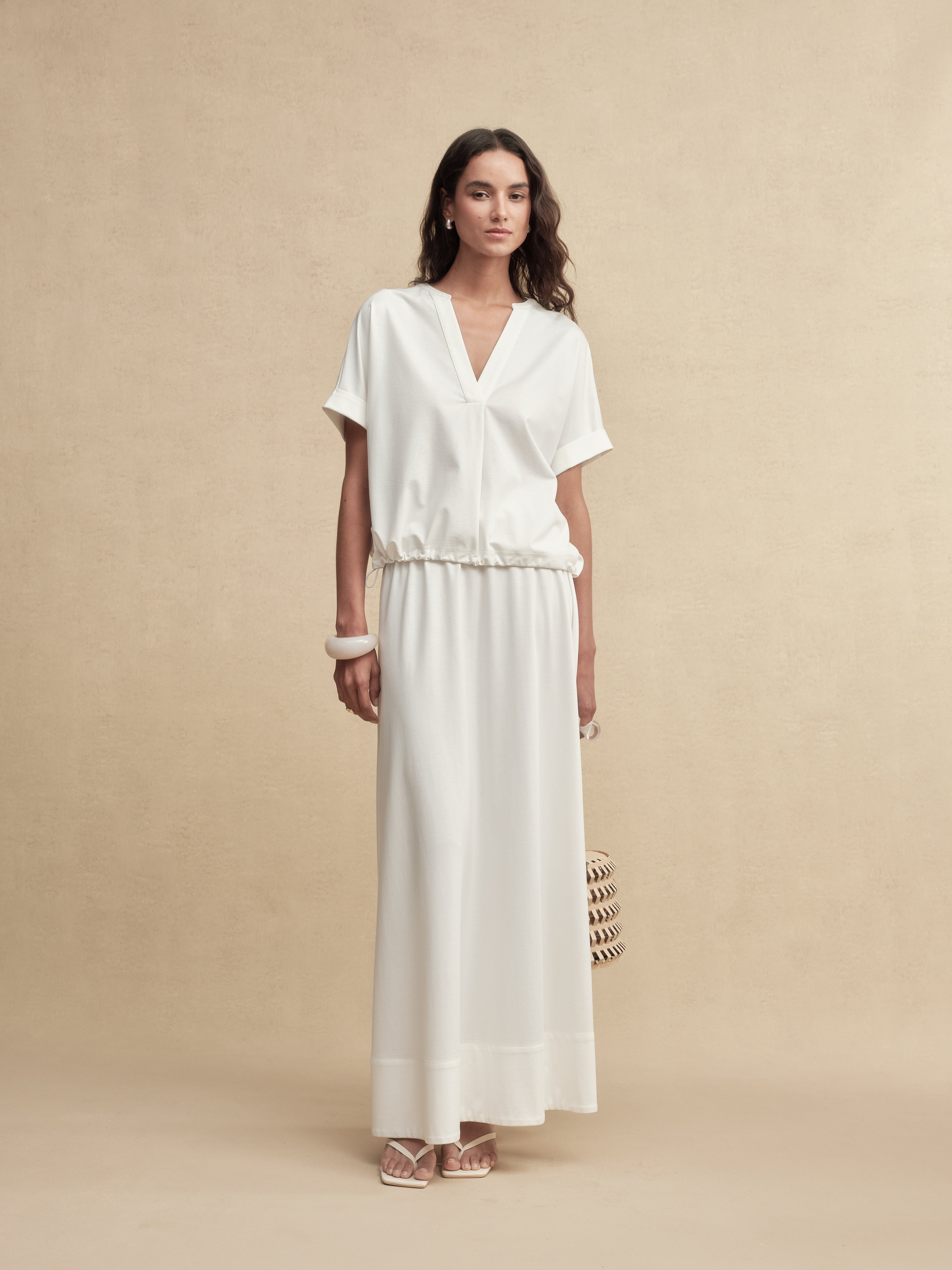 Timeless Capsule Fluid-Fit Drawstring Short-Sleeve Top