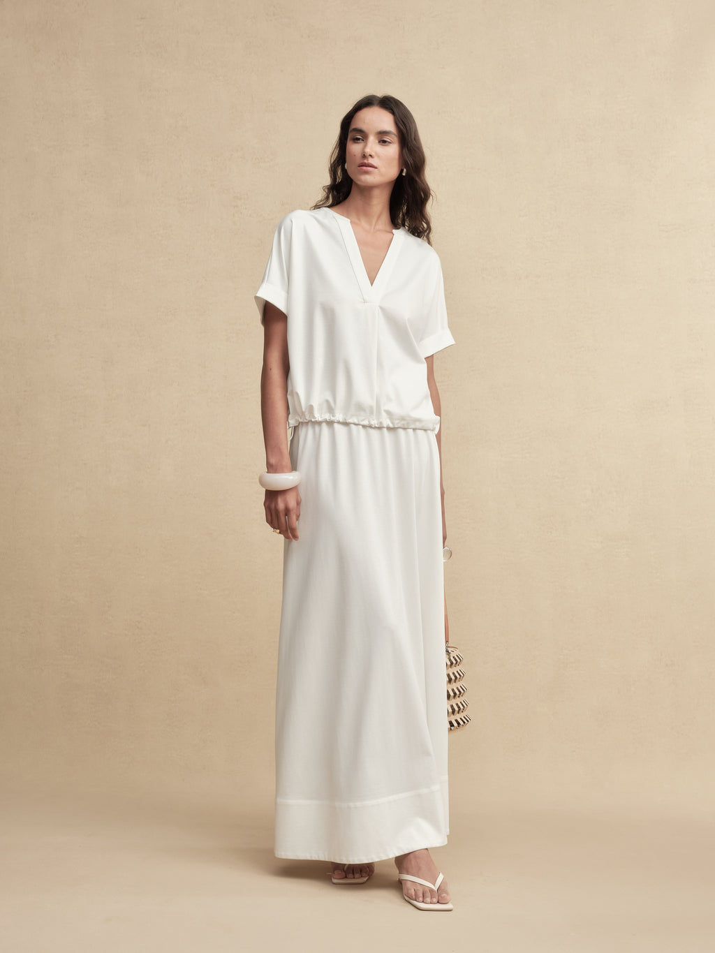 Timeless Capsule Fluid-Fit Drawstring Short-Sleeve Top