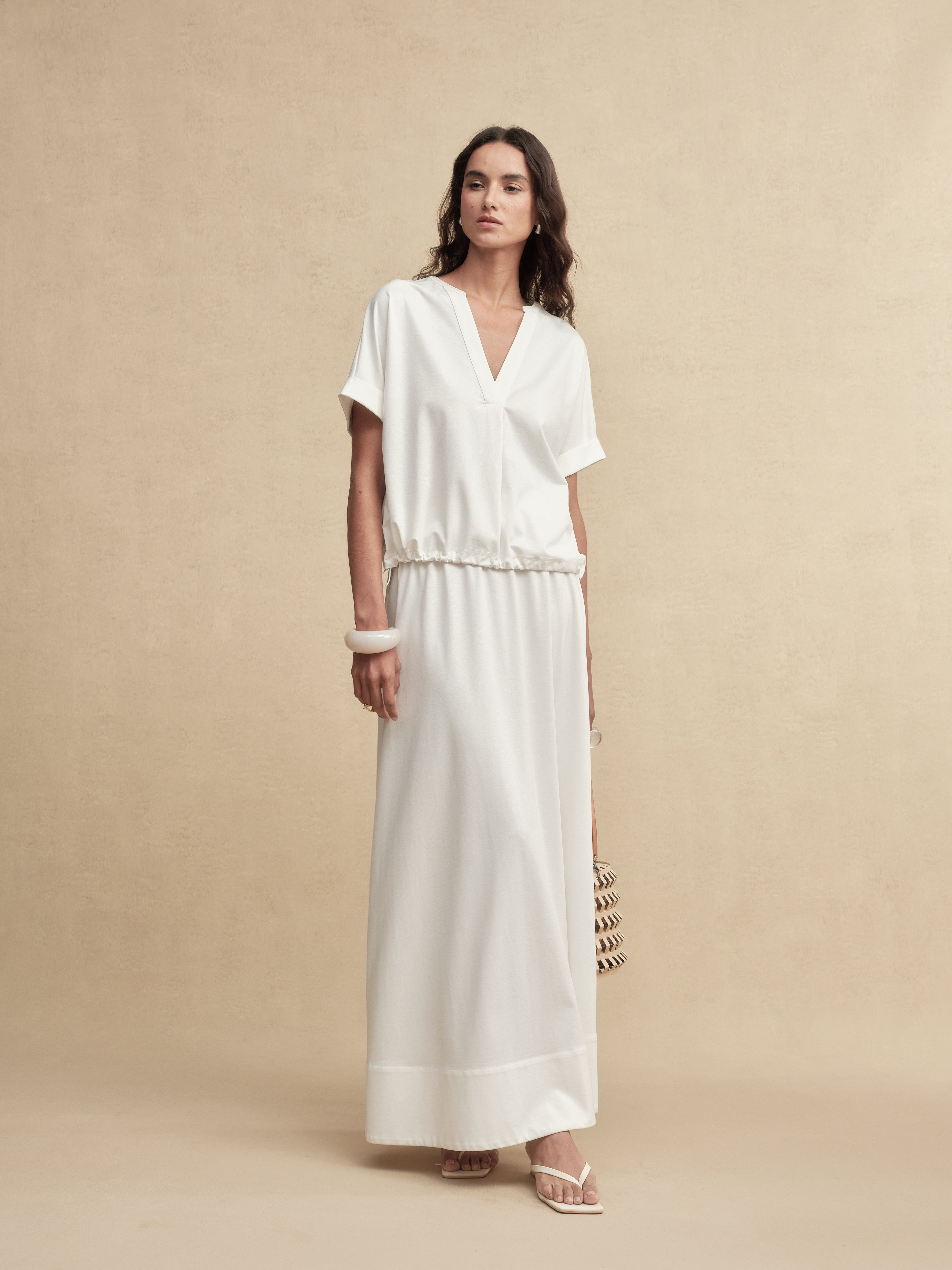 Timeless Capsule Fluid-Fit Drawstring Short-Sleeve Top