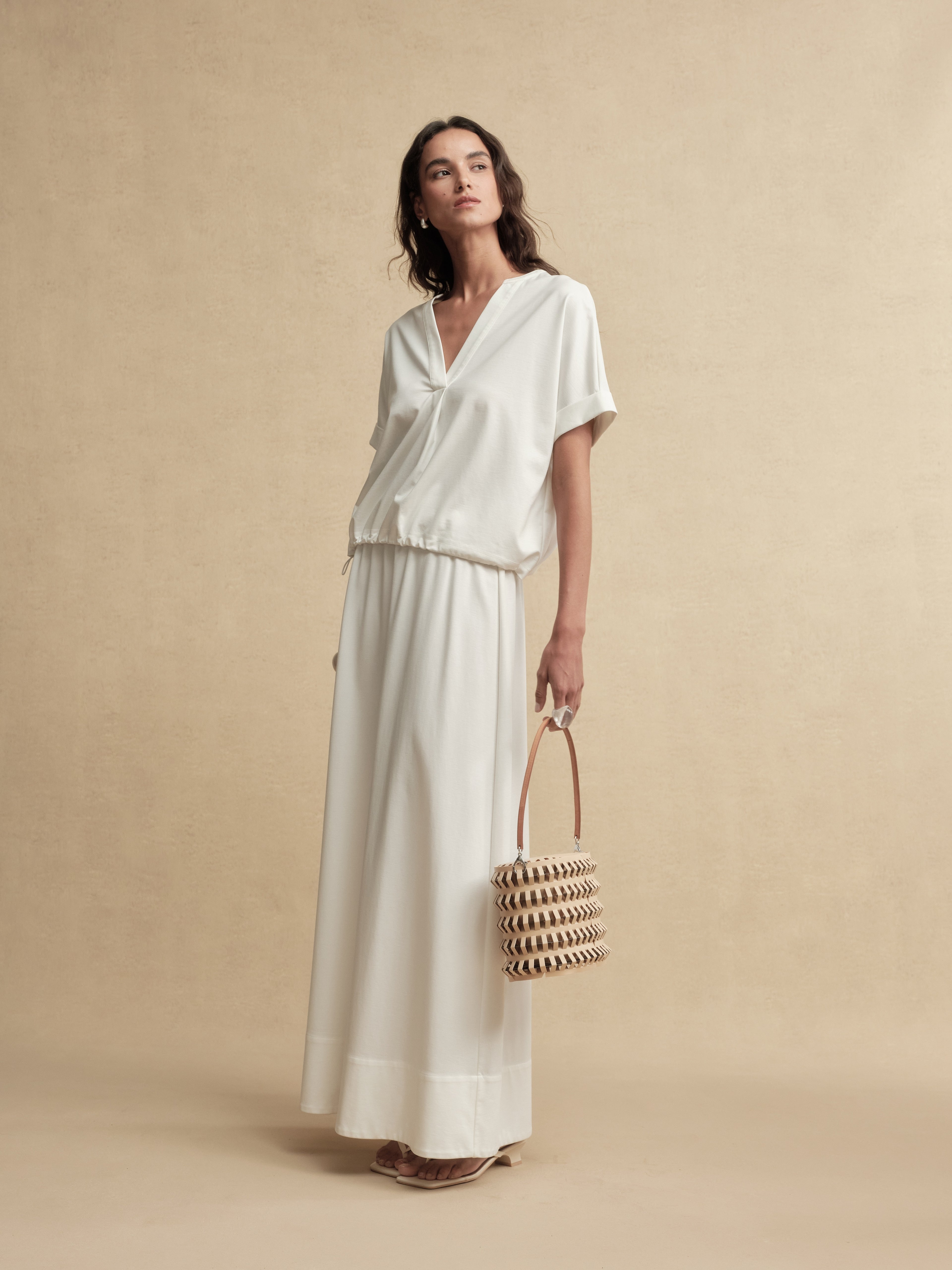 Timeless Capsule Fluid-Fit Drawstring Short-Sleeve Top
