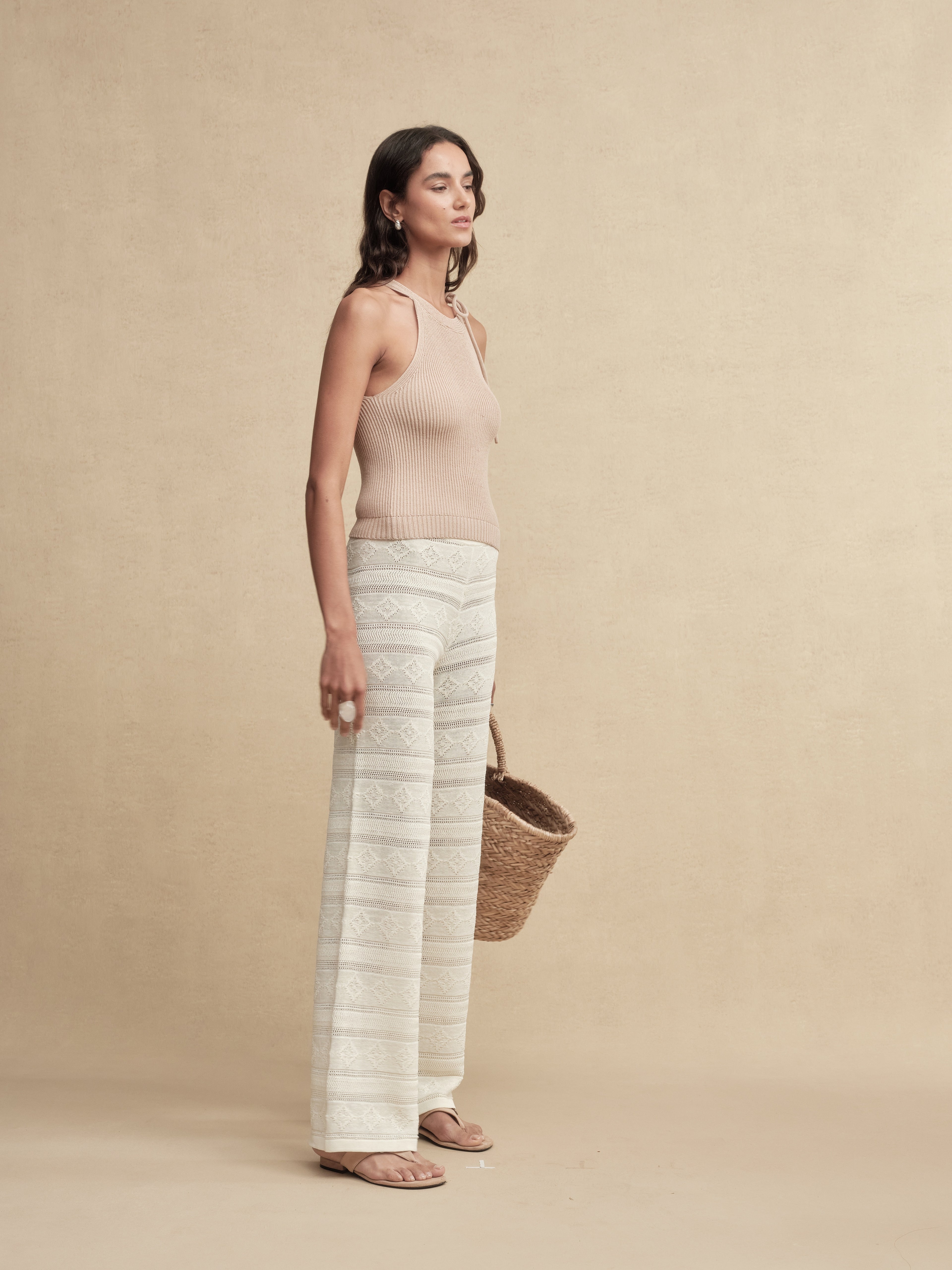 Hemp Patterned Knit Pants