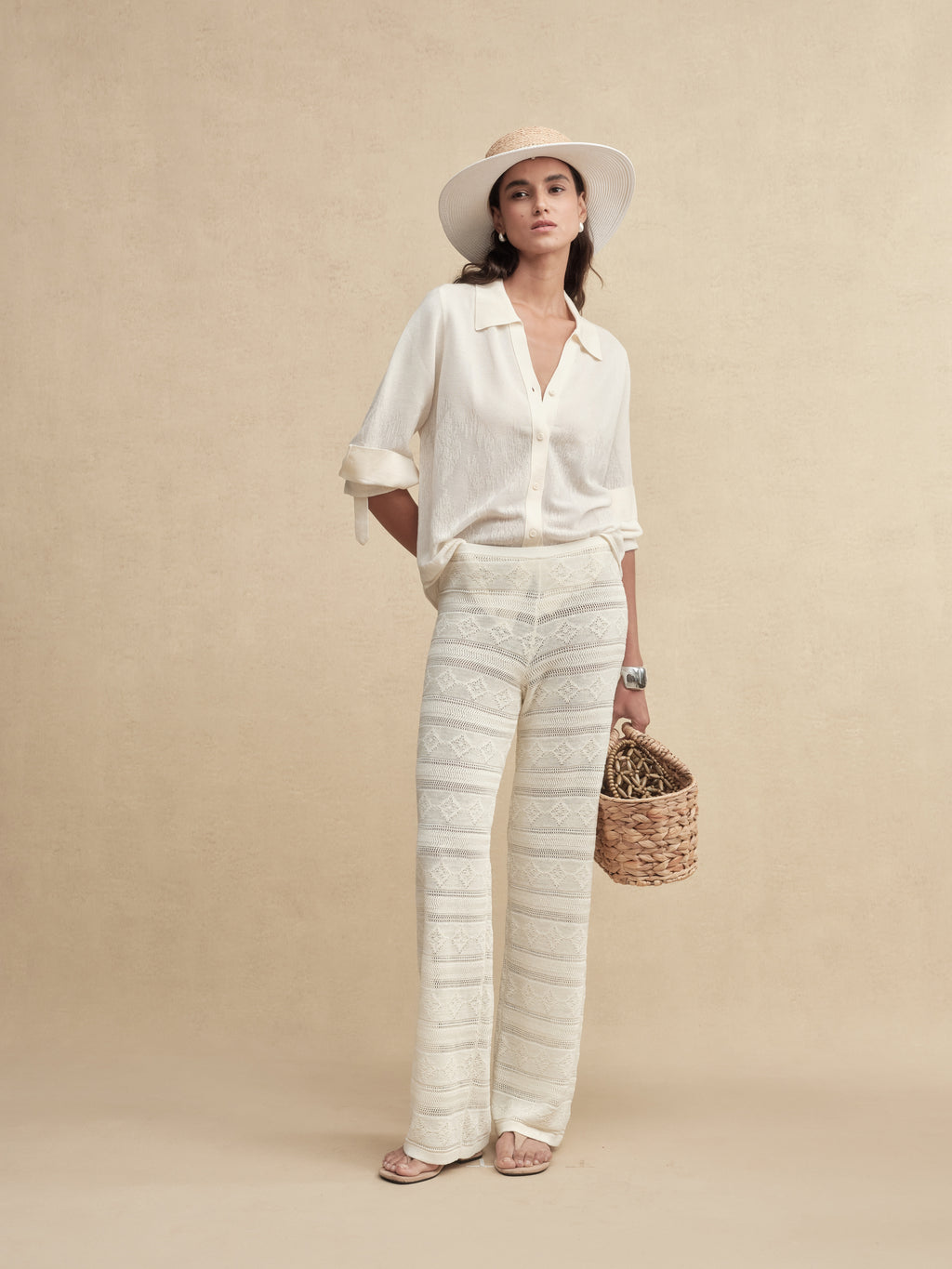Chiffon Semi-sheer Knit Blouse