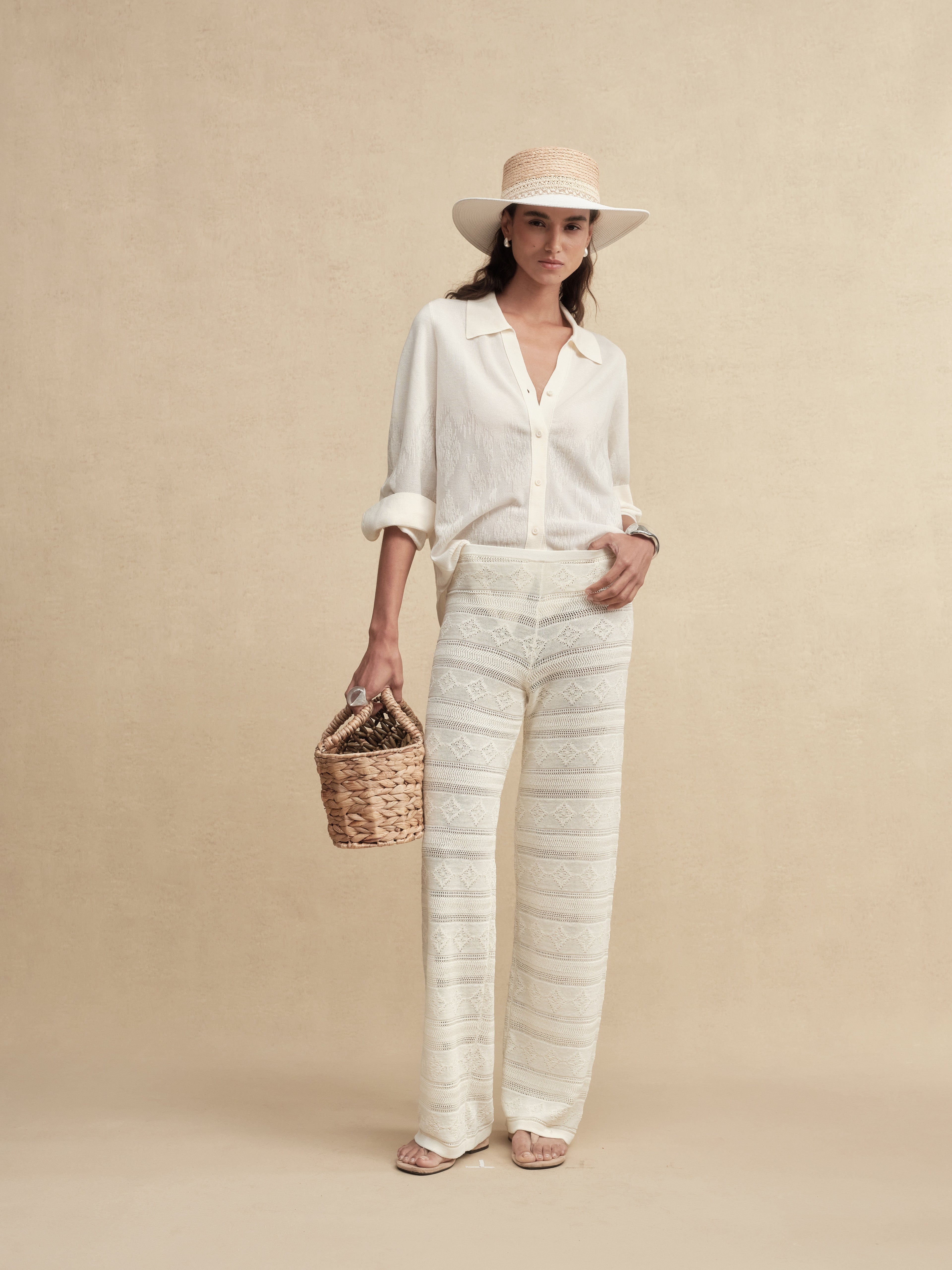 Chiffon Semi-sheer Knit Blouse