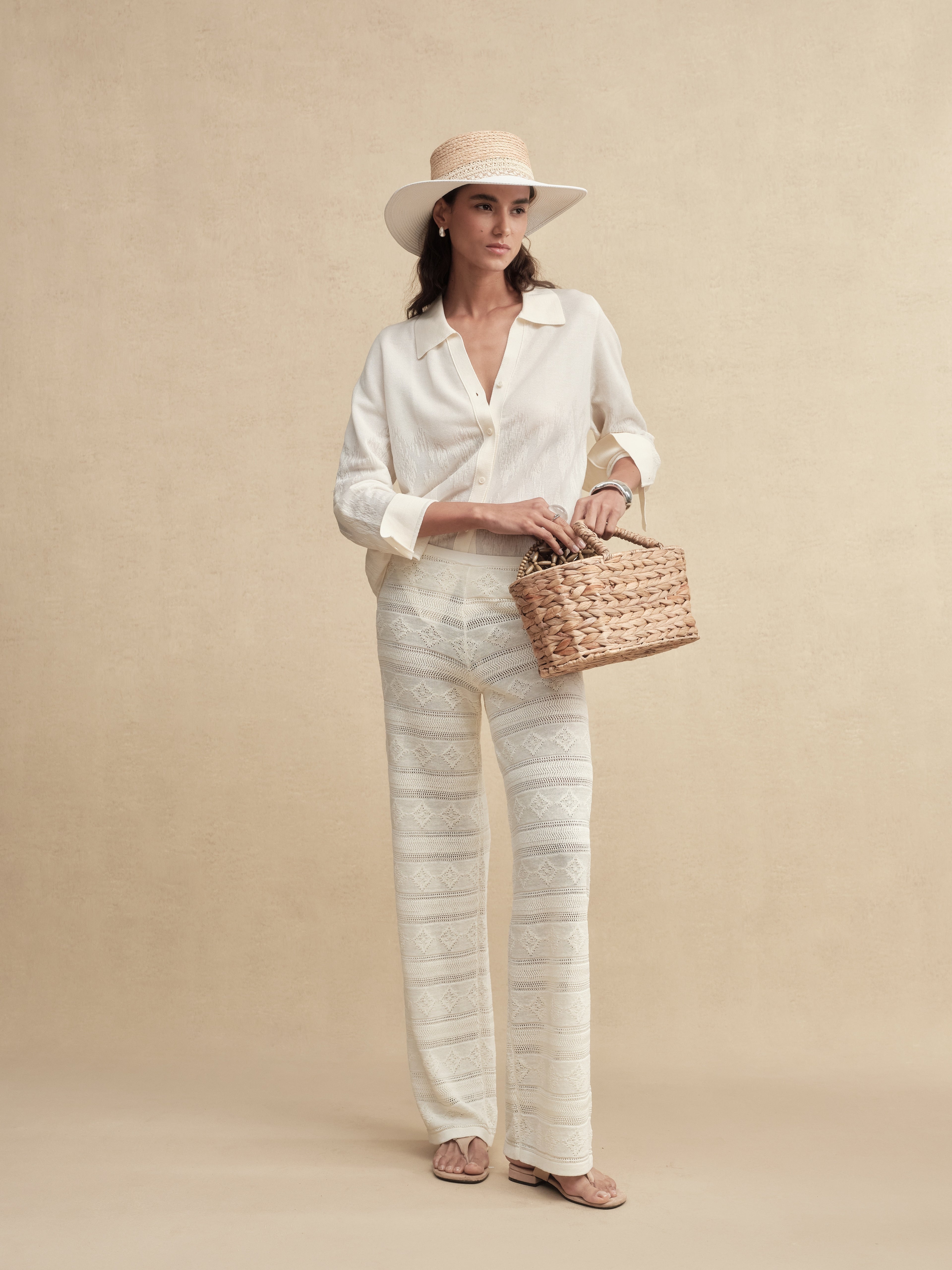 Chiffon Semi-sheer Knit Blouse